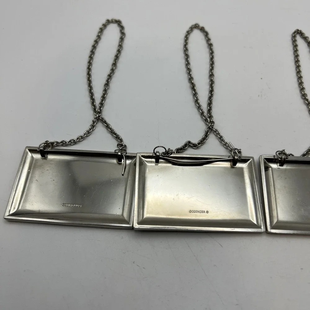 Godinger Silver Art Co Decanter Tags Labels Set of 4 Whiskey Bourbon Rye Scotch